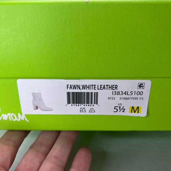 Sam Edelman Fawn Leather Chunky Heel Boots White Women's 5.5M NWB - Picture 11 of 11